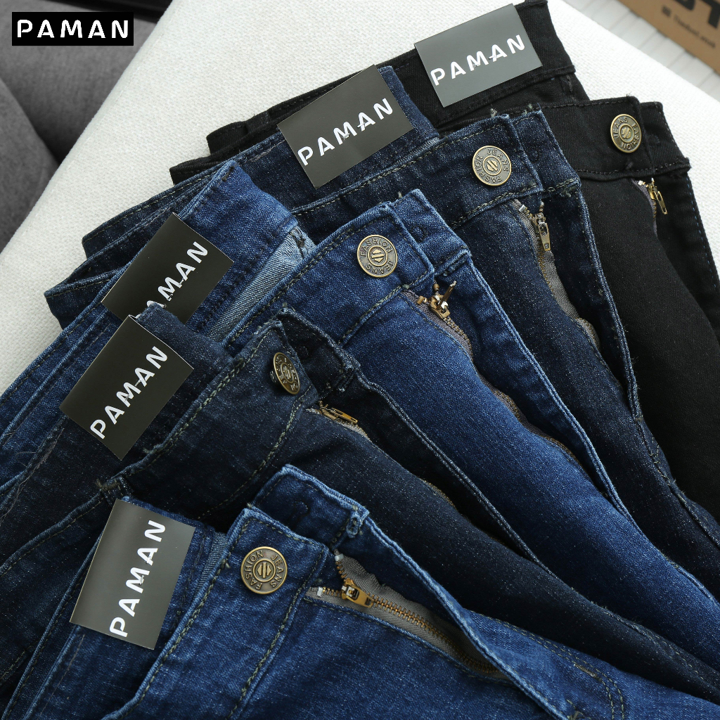 Quần jeans dài nam Bigsize 60-90kg PAMAN dáng basic co giãn rộng rãi 5 màu cao cấp dày dặn chất lượng 004QD