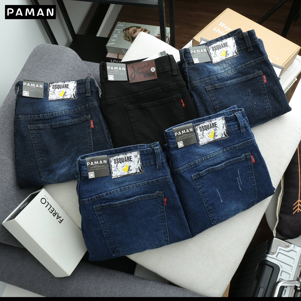 Quần jeans dài nam Bigsize 60-90kg PAMAN dáng basic co giãn rộng rãi 5 màu cao cấp dày dặn chất lượng 004QD