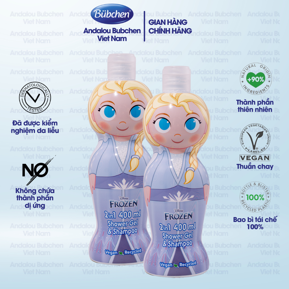 Combo 2 Chai Sữa Tắm Gội Air Val Frozen Elsa Dành Cho Bé Gái 400ml