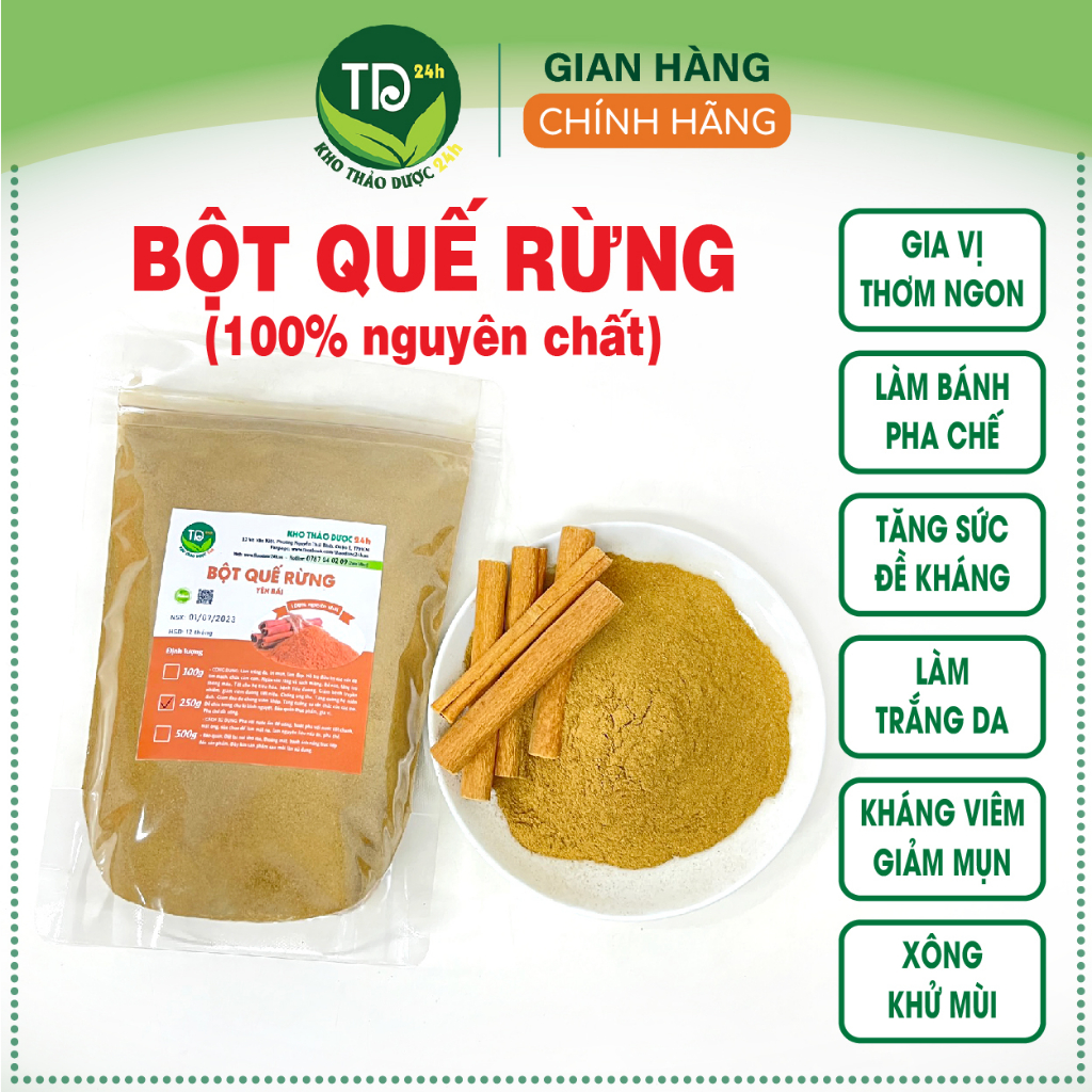 Bột quế rừng Yên Bái nguyên chất 100%, nguyên liệu làm gia vị, trắng da, ngừa mụ-n, giảm cân, xông khử mùi