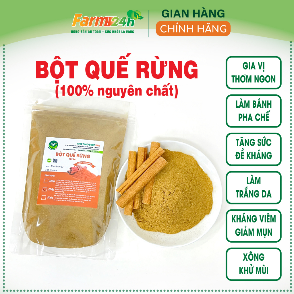 Bột quế rừng Yên Bái nguyên chất 100%, gia vị nấu ăn thơm ngon, làm đẹp, trắng da, ngừa mụ-n, xông nhà, khử mùi