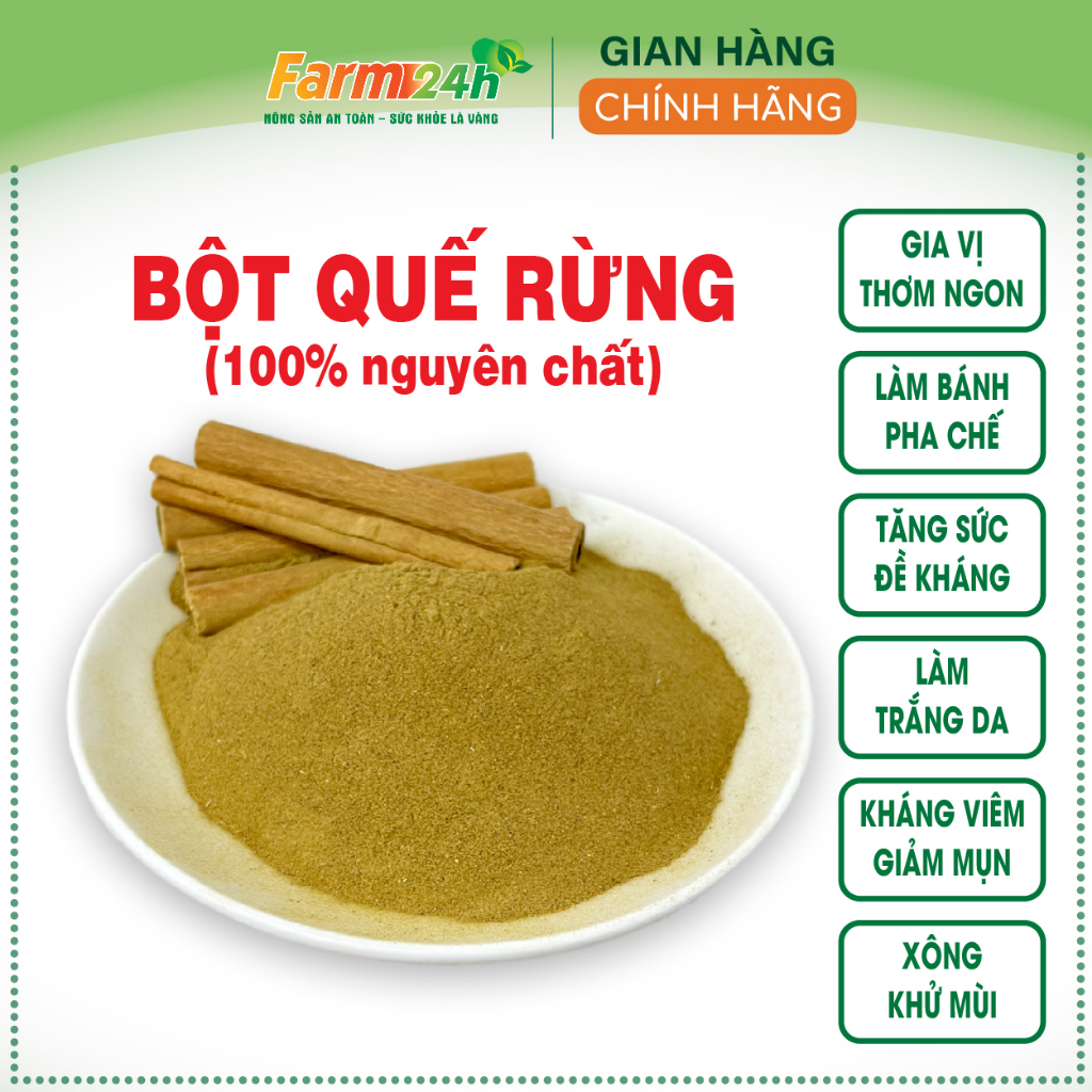 Bột quế rừng Yên Bái nguyên chất 100%, gia vị nấu ăn thơm ngon, làm đẹp, trắng da, ngừa mụ-n, xông nhà, khử mùi