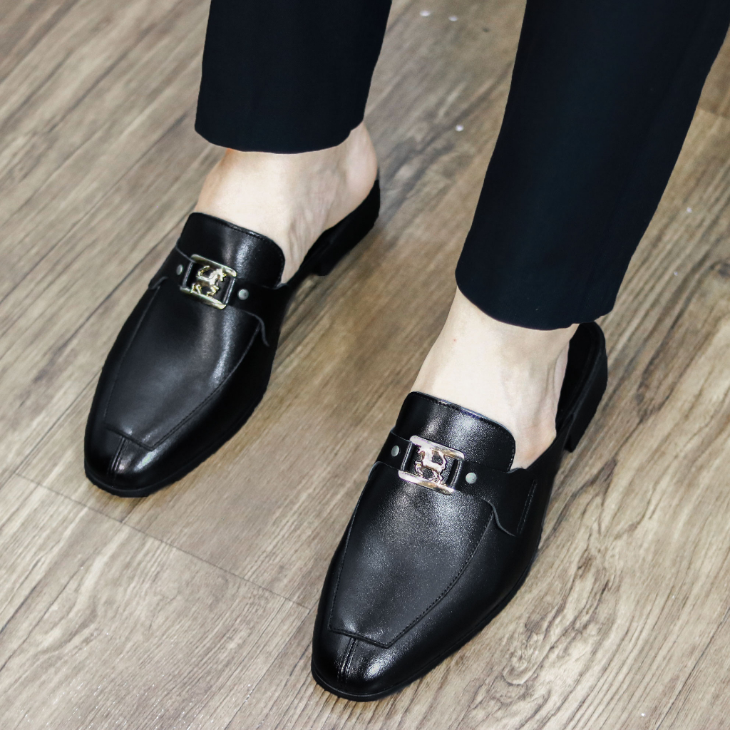 Giày sục nam da bò nappa cao cấp mặt đai kim loại mặt con ngựa cực sang chảnh - Bảo hành 12 tháng S015