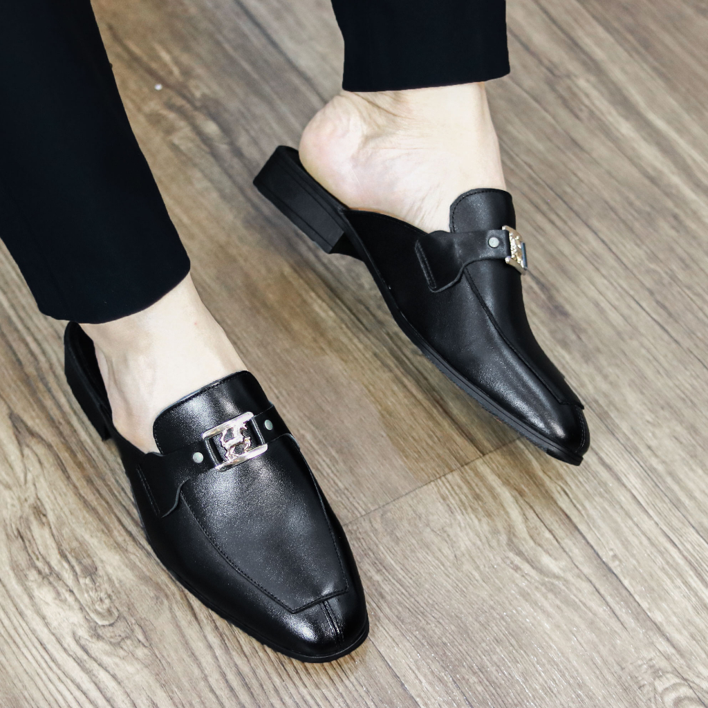 Giày sục nam da bò nappa cao cấp mặt đai kim loại mặt con ngựa cực sang chảnh - Bảo hành 12 tháng S015