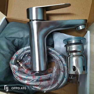 vòi lavabo nóng lạnh inox 304 mờ