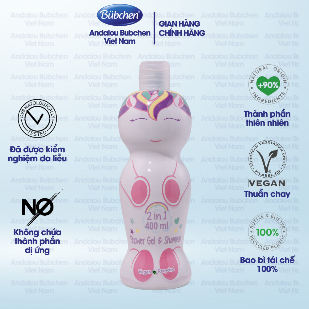 Combo 2 Chai Sữa Tắm Gội Air Val Unicorn Dành Cho Bé Gái 400ml