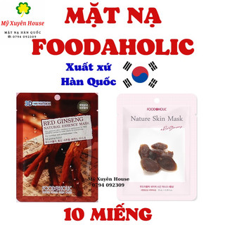 10 Miếng Mặt Nạ Sâm Đỏ 3D Foodaholic Chính Hãng Hàn Quốc