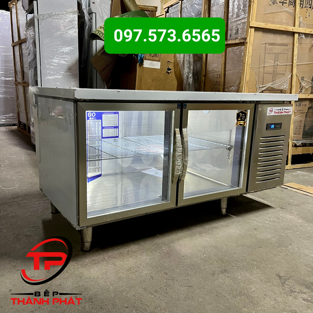Bàn Mát Cánh Kính 1.5m . Tủ Lạnh Cánh Kính Trưng Bày. Bảo hành 2 năm