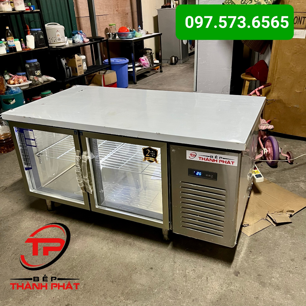 Bàn Mát Cánh Kính 1.5m . Tủ Lạnh Cánh Kính Trưng Bày. Bảo hành 2 năm