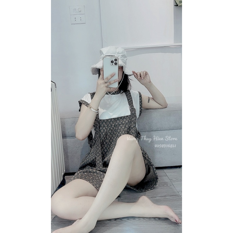 Set quần yếm L.V kèm áo trong hàng đẹp dày dặn , ảnh thật 100% form thụng giá rẻ