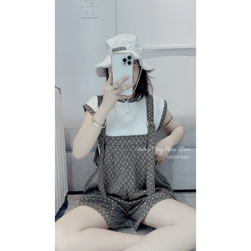 Set quần yếm L.V kèm áo trong hàng đẹp dày dặn , ảnh thật 100% form thụng giá rẻ