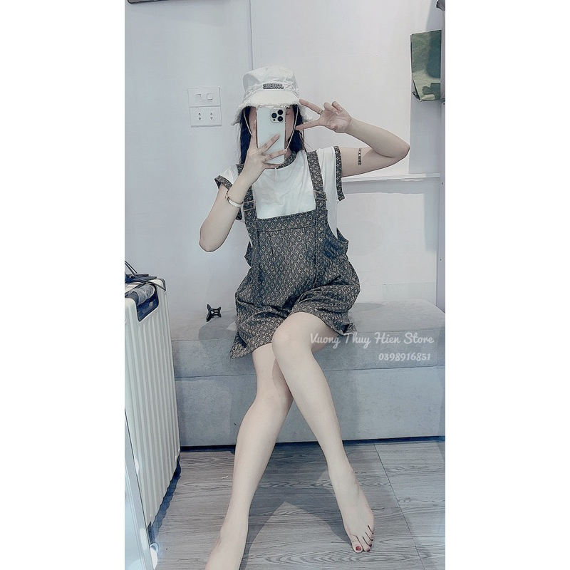 Set quần yếm L.V kèm áo trong hàng đẹp dày dặn , ảnh thật 100% form thụng giá rẻ