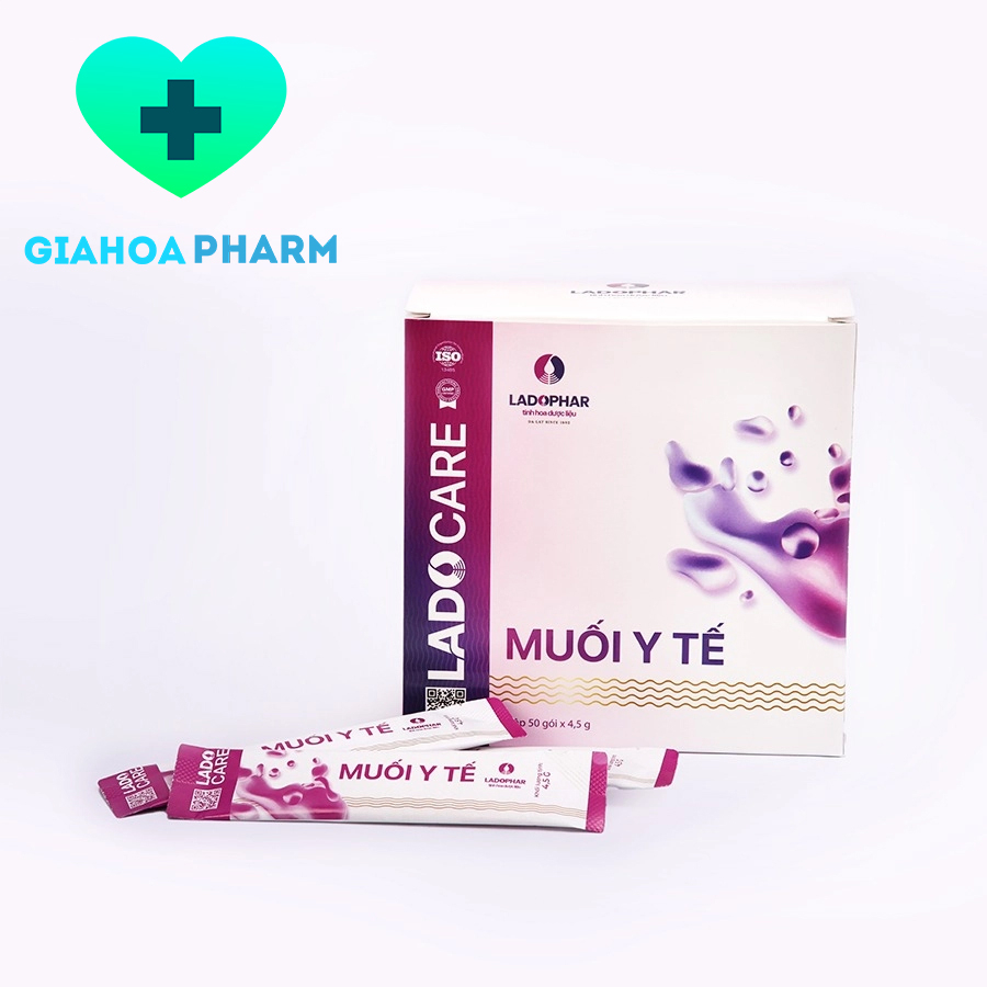 Muối y tế Lado Care pha vệ sinh mũi họng, súc miệng, rửa vết thương, an toàn cho gia đình [Ladophar, Natri Clorid]