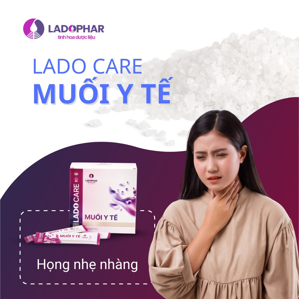 Muối y tế Lado Care pha vệ sinh mũi họng, súc miệng, rửa vết thương, an toàn cho gia đình [Ladophar, Natri Clorid]