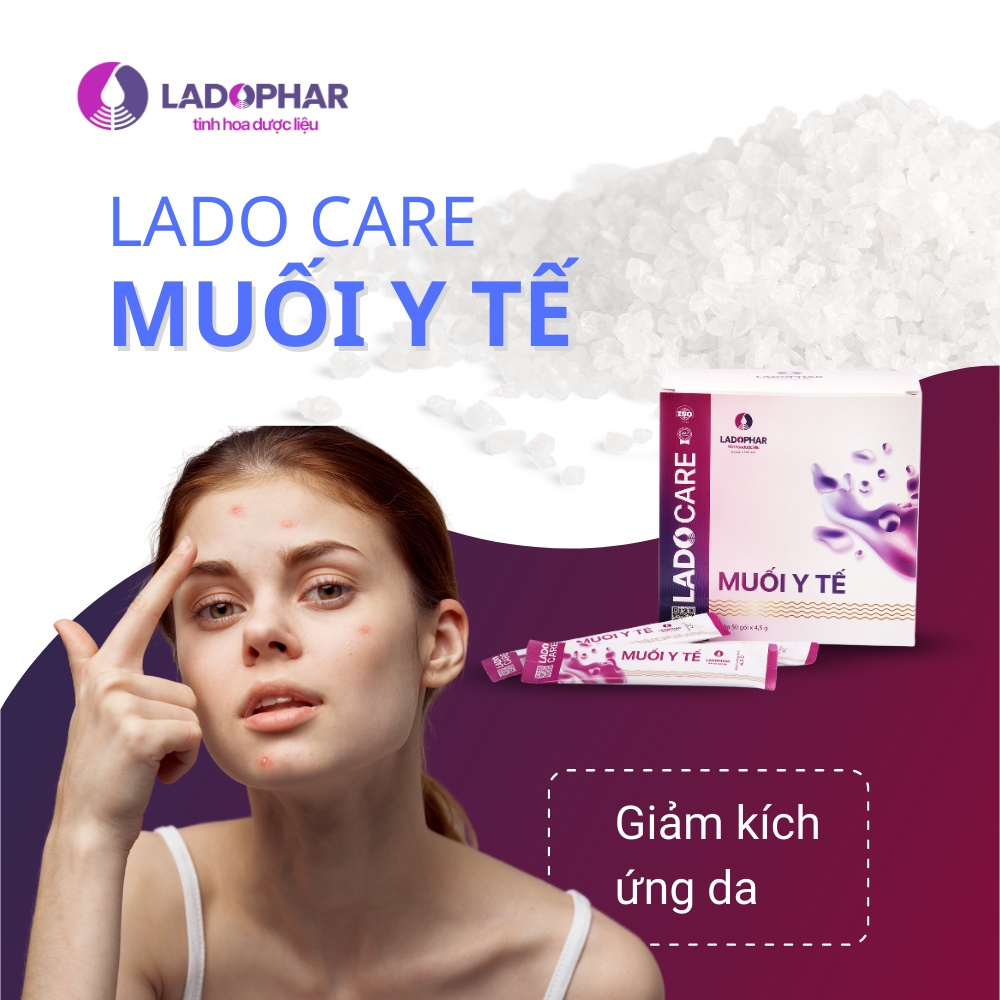 Muối y tế Lado Care pha vệ sinh mũi họng, súc miệng, rửa vết thương, an toàn cho gia đình [Ladophar, Natri Clorid]