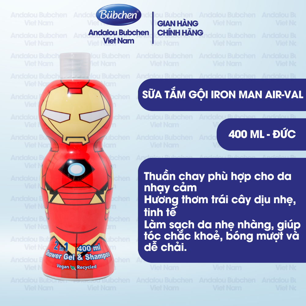 Combo 2 Chai Sữa Tắm Gội Air Val Iron Man Dành Cho Bé Trai 400ml