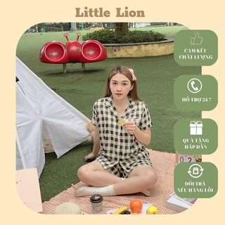 Đồ bộ ngủ bộ ngủ pijama dành cho nữ chất đũi hàn mềm mại siêu mát cao cấp hoạ tiết kẻ caro