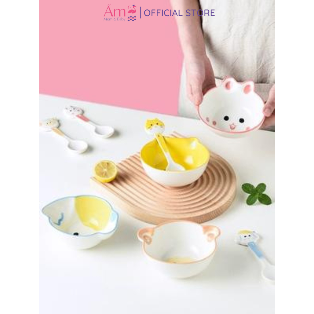 Bát Đĩa Gốm Sứ Ấm Baby Decor, Bát Ăn Cơm, Bát Ăn Chè, Chén Dĩa Dễ Thương Bộ Bát Ấm Gift Decor