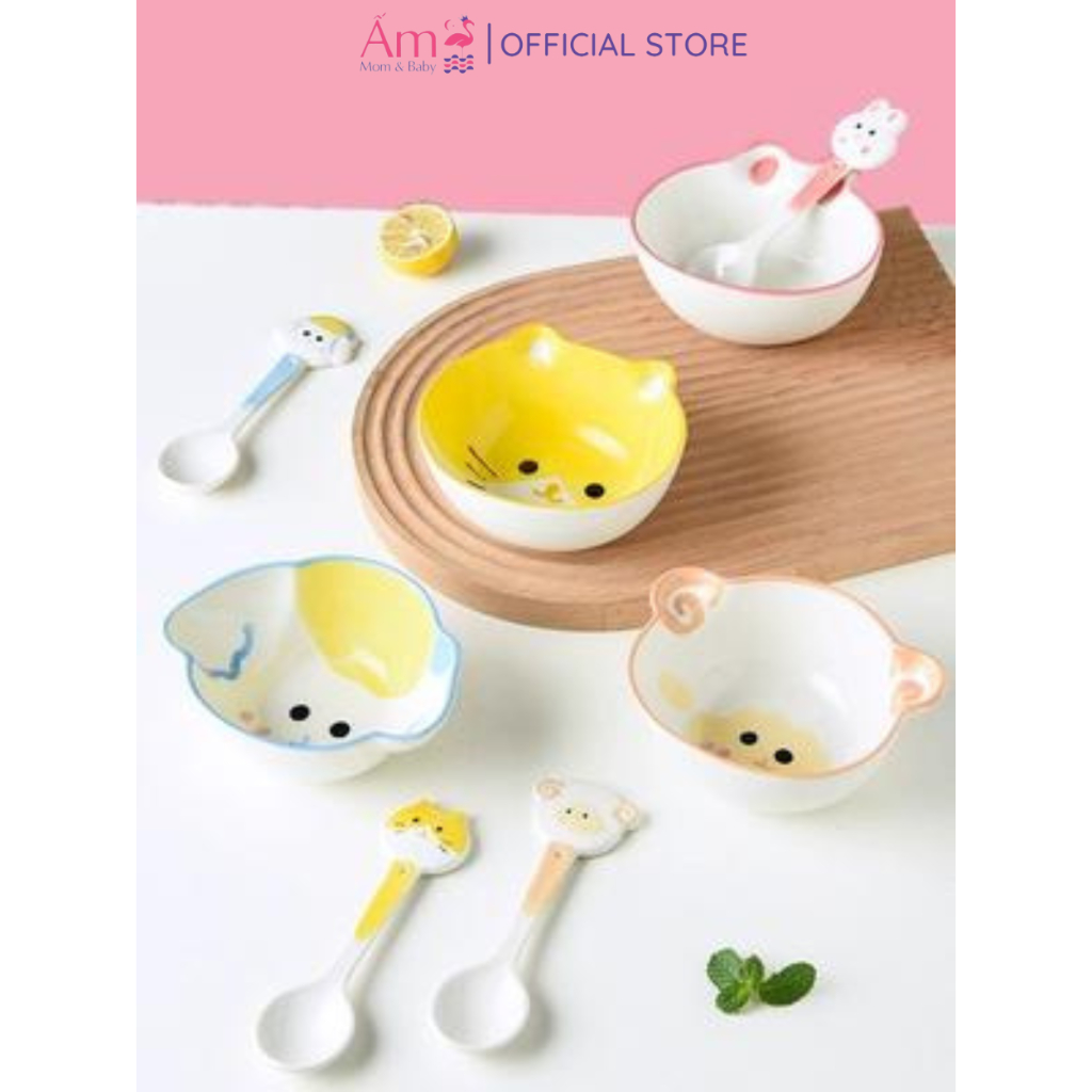 Bát Đĩa Gốm Sứ Ấm Baby Decor, Bát Ăn Cơm, Bát Ăn Chè, Chén Dĩa Dễ Thương Bộ Bát Ấm Gift Decor