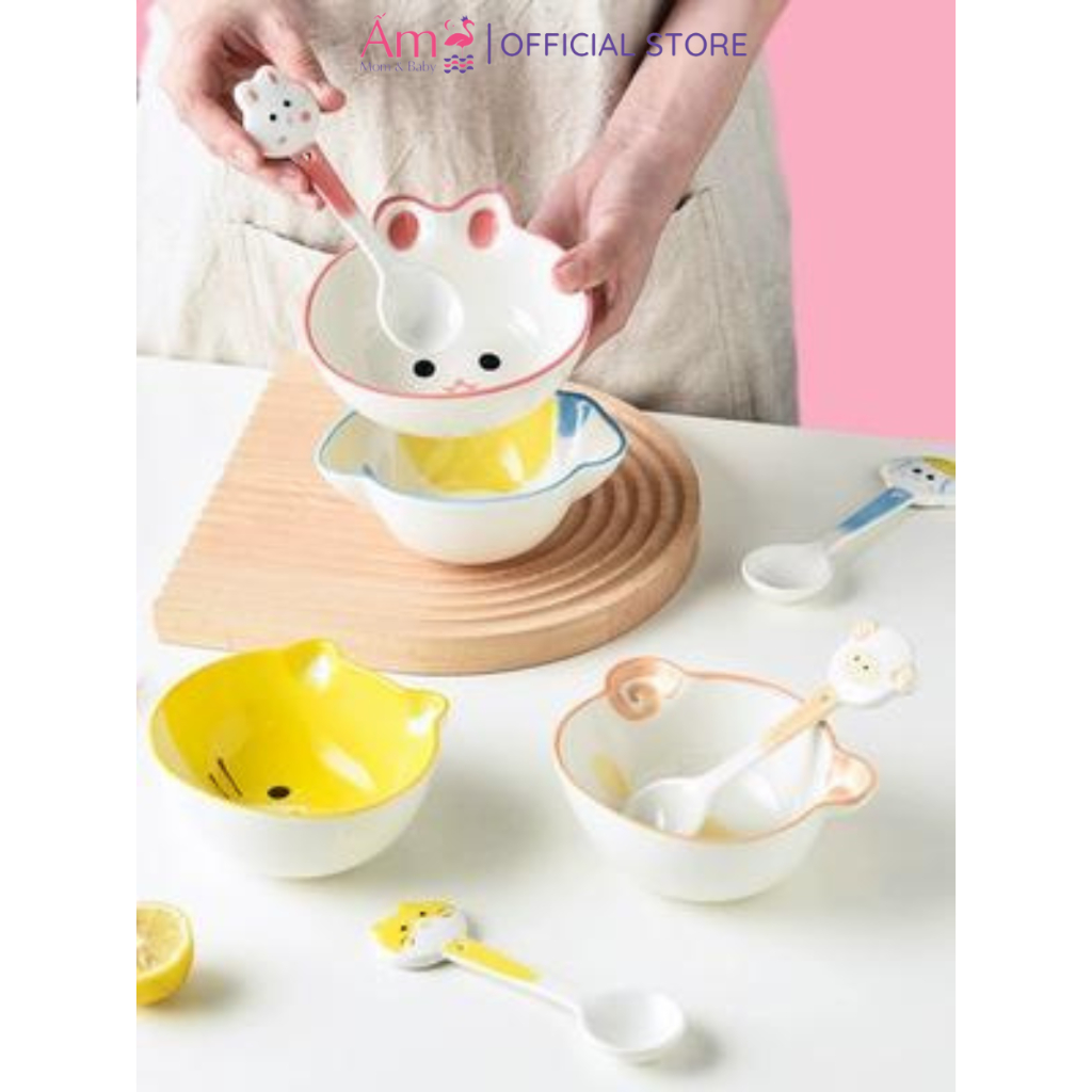 Bát Đĩa Gốm Sứ Ấm Baby Decor, Bát Ăn Cơm, Bát Ăn Chè, Chén Dĩa Dễ Thương Bộ Bát Ấm Gift Decor