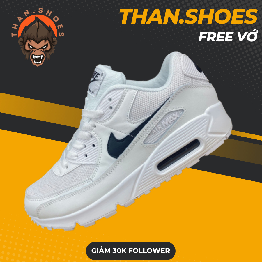 Giày Max 90 Next Nature Black White, Max 90 Trắng Móc Đen - Than.Shoes