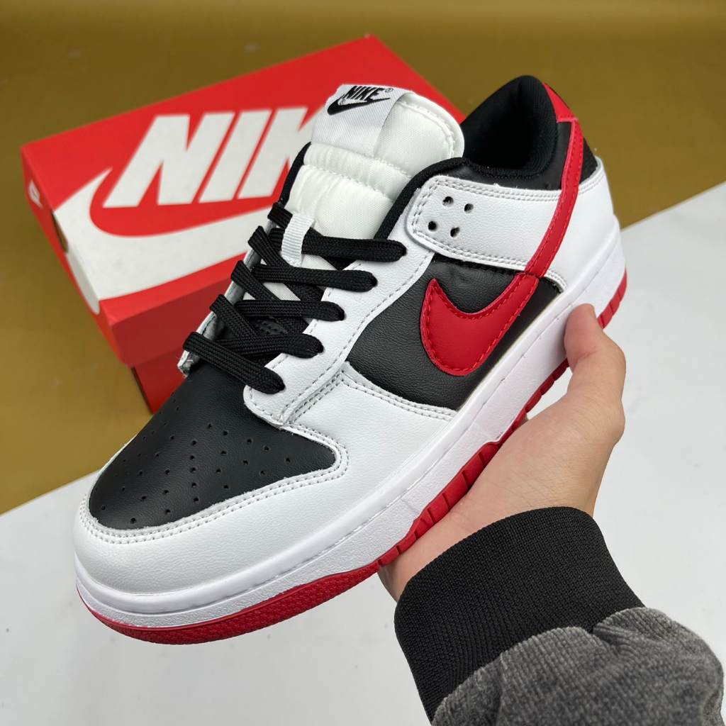 Giày SB Dunk Low Retro White Black University Red, SB Trắng Đen Móc Đỏ - Than.Shoes