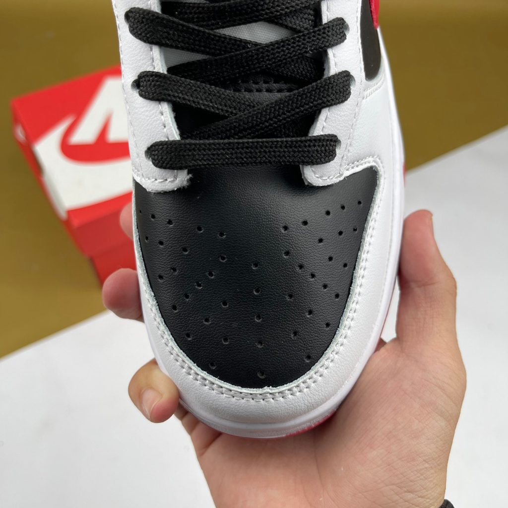Giày SB Dunk Low Retro White Black University Red, SB Trắng Đen Móc Đỏ - Than.Shoes