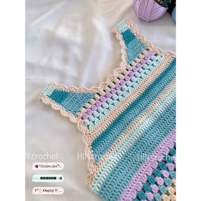 HIN crochet -Áo croptop len đan móc thủ công hoạ tiết ghép hoa