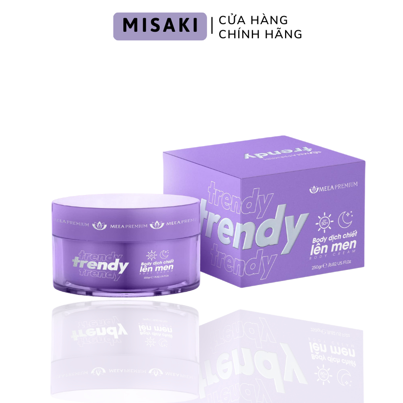 Kem Body Trendy tím Meea dịch chiết lên men giúp dưỡng trắng da vượt trội, chống nắng, an toàn thân thiện với làn da
