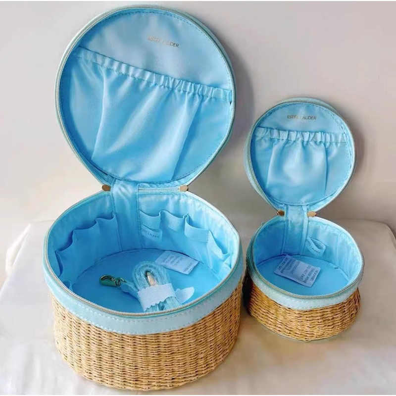 Túi trống cói hàng Gift estee hoạ tiết hoa lá siêu xinh- ORD