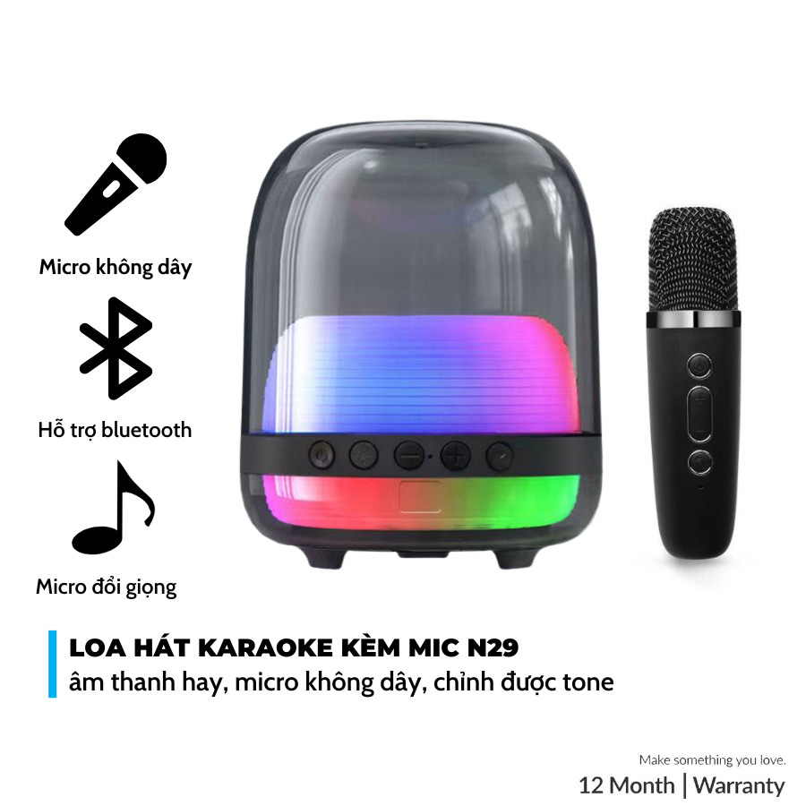 Loa Bluetooth N29 Kèm Micro, Bass Mạnh, Âm Thanh Rõ, Full Box, Loa Hát Kèm Mic Bluetooth 5.0- LINKEETECH