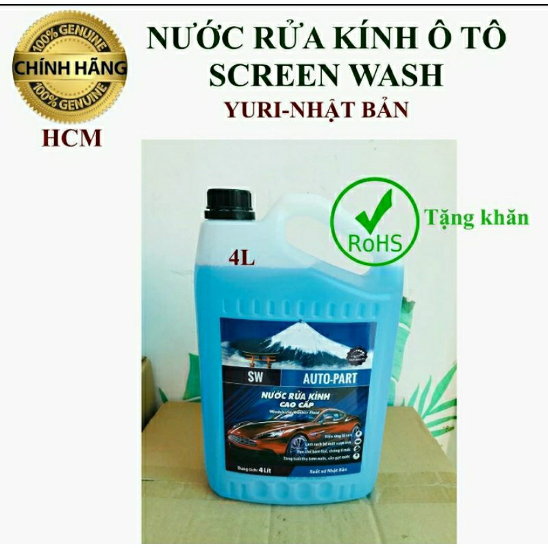 [HCM] Nước rửa kính ô tô cao cấp Yuri Nhật-can 4L(Tặng khăn lau xe)