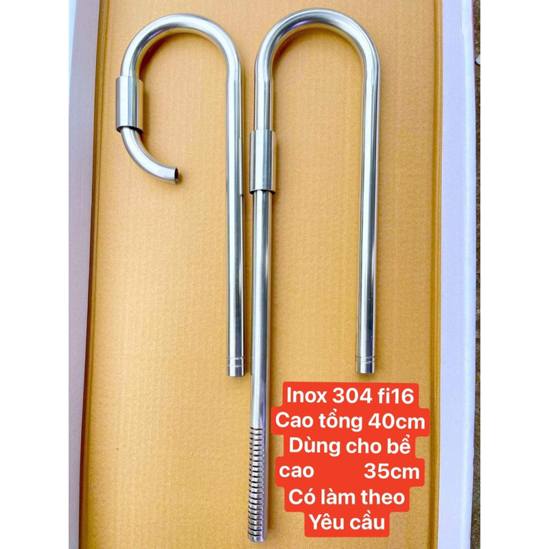 In out inox 304 fi16, cao tổng 40cm.