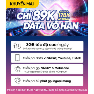 Tặng 2 tháng vào mạng sim 4G mobifone vnsky89 ko giới hạn data