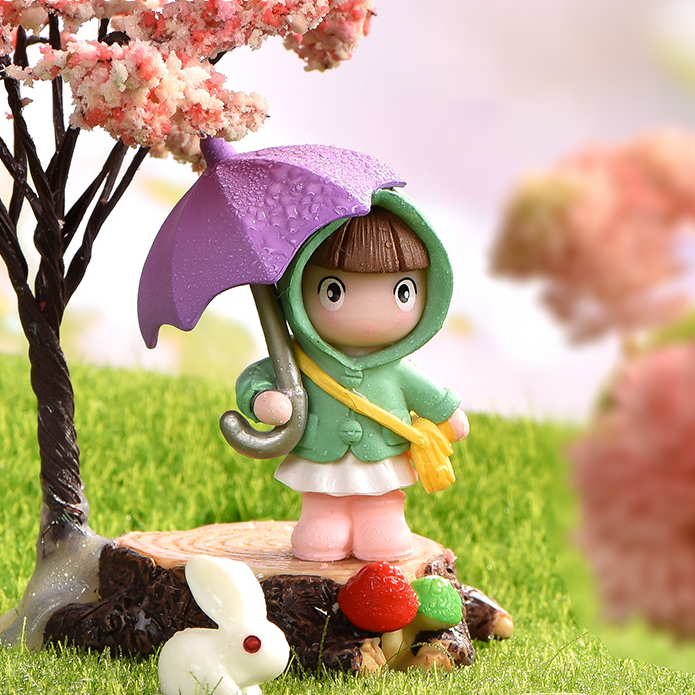 Phụ kiện trang trí tiểu cảnh: Mẫu cô bé cầm ô