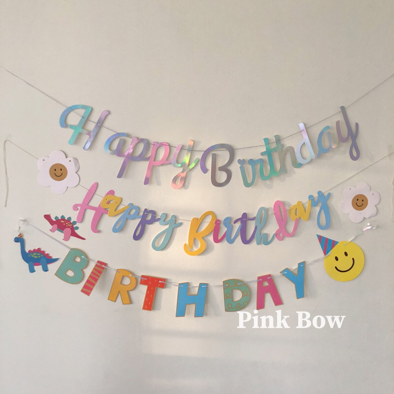 Dây treo/Băng rôn GIẤY sinh nhật chữ Happy Birthday/ILOVEYOU đủ màu sắc pastel và kiểu dáng Hàn Quốc