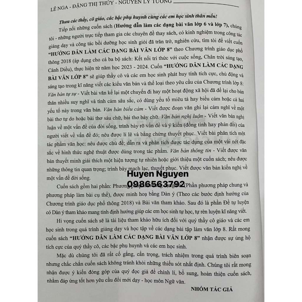 Sách - Hướng dẫn làm các dạng bài văn lớp 8