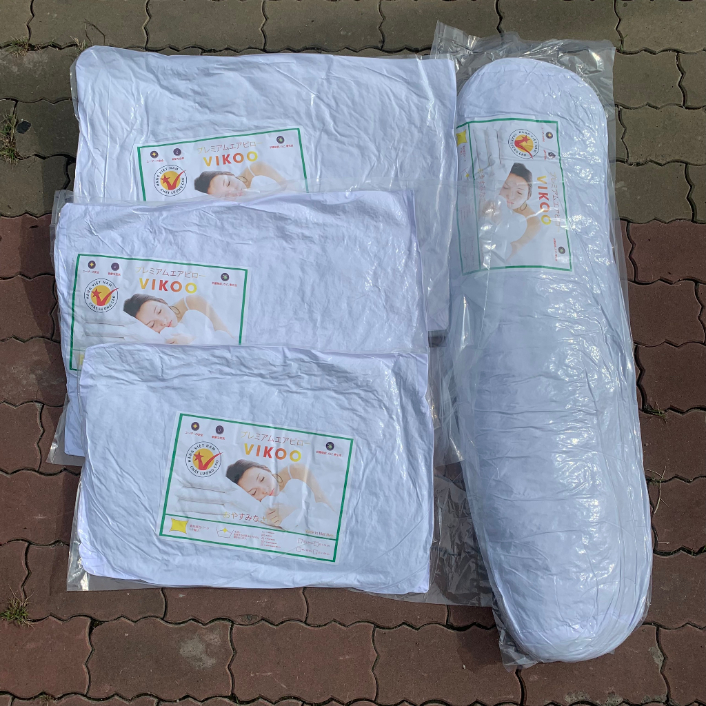 Ruột gối hơi cao cấp 40 x 60cm, 45 x 65cm, 50 x 70cm Vikoo chất liệu bông gòn có khoá kéo giặt được gòn