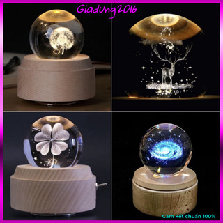 Quả cầu pha lê 3D phát sáng🌏FREE SHIP🌎Đèn trang trí bàn làm việc, đèn ngủ, quả cầu thủy tinh pha lê