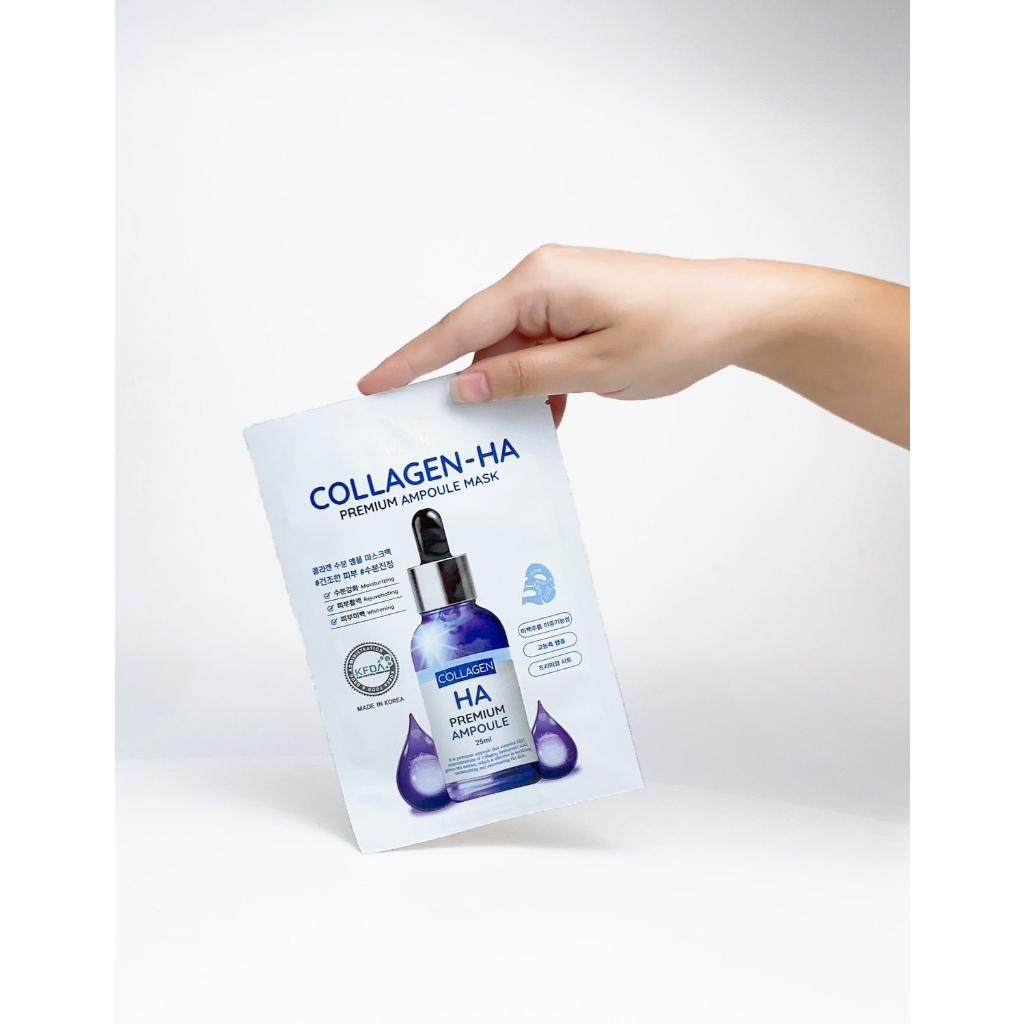 Mặt nạ dưỡng ẩm làm mờ nếp nhăn Wskin Collagen Hyaluronic HA Ampoule Mask 25g