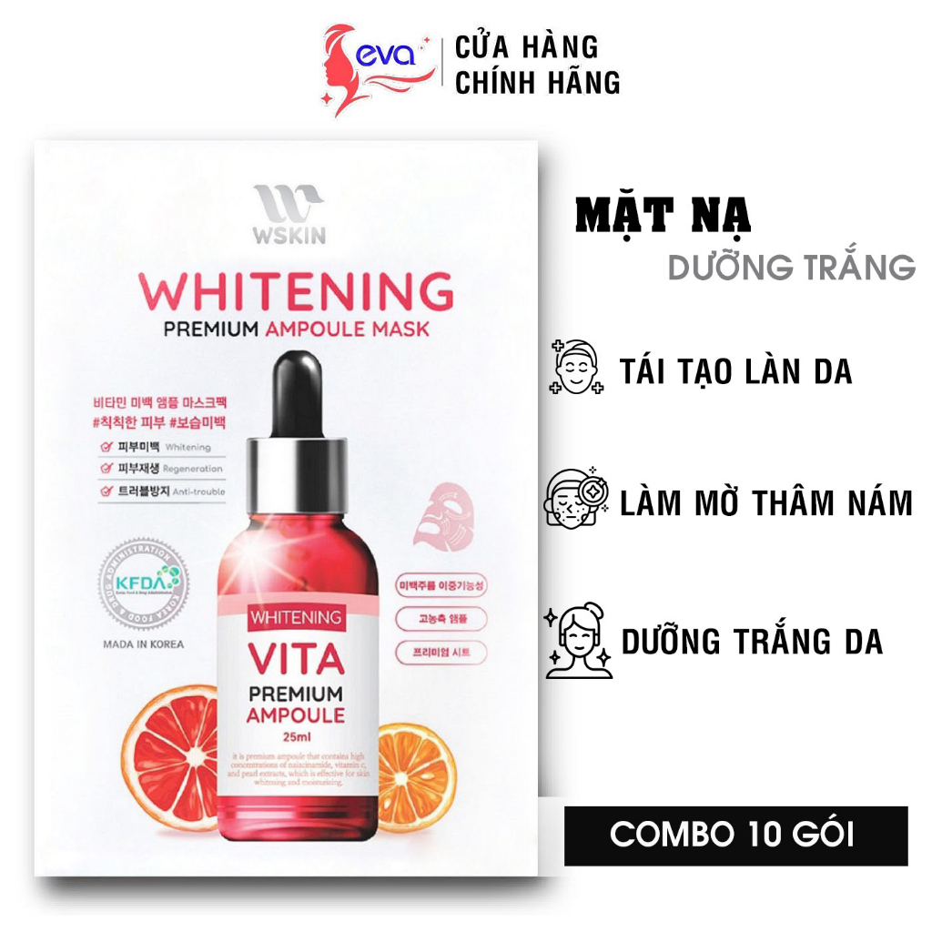 Mặt nạ dưỡng trắng Wskin Whitening Premium Ampoule Mask 25g
