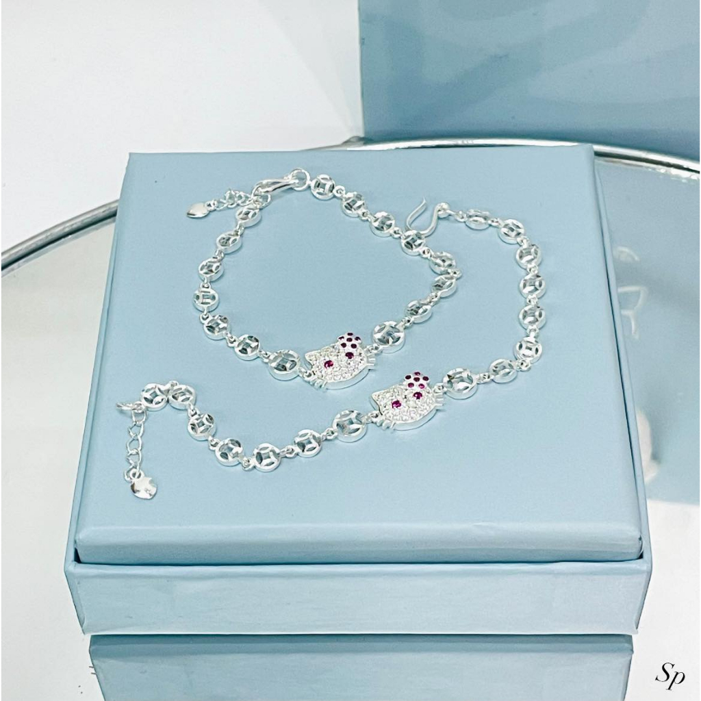 Lắc tay bạc mèo kitty cho bé gái