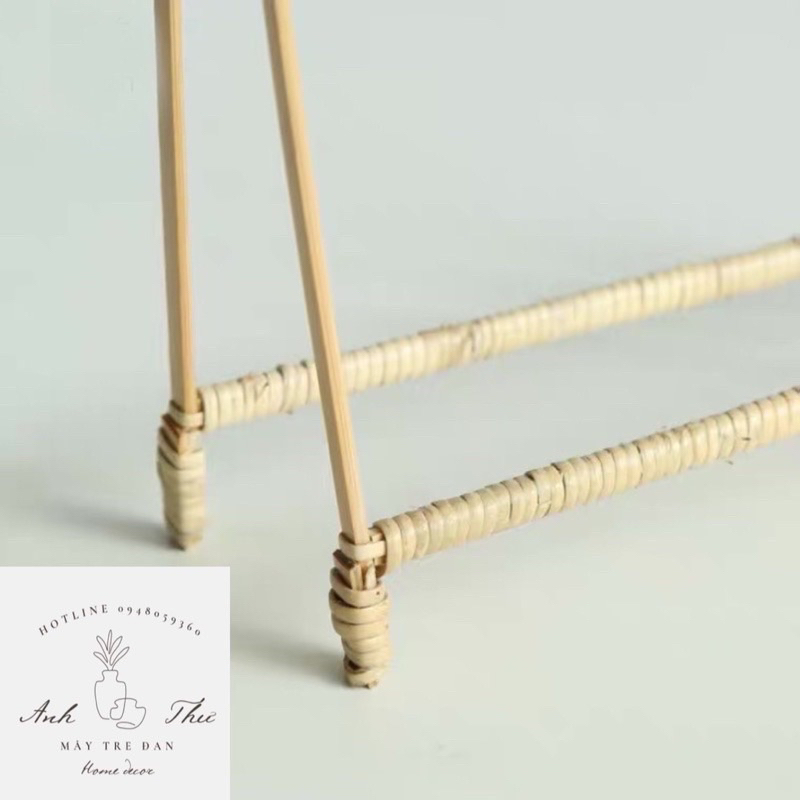 Kệ tre mắt thưa 1 tầng, kệ tre 1 tầng đan mắt cáo  shop mây tre đan Anh Thư