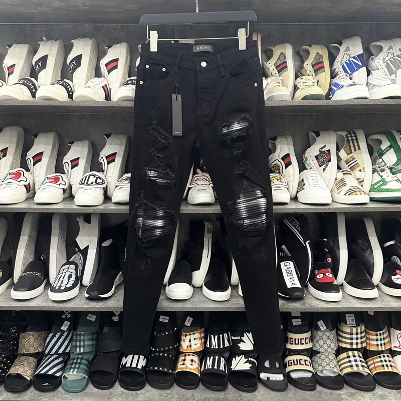 Quần Biker Amiri Nam Pha Rách vá trắngTag Đá Cực Đỉnh