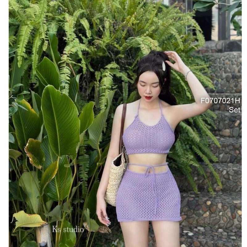 Set len đi biển áo cổ yếm