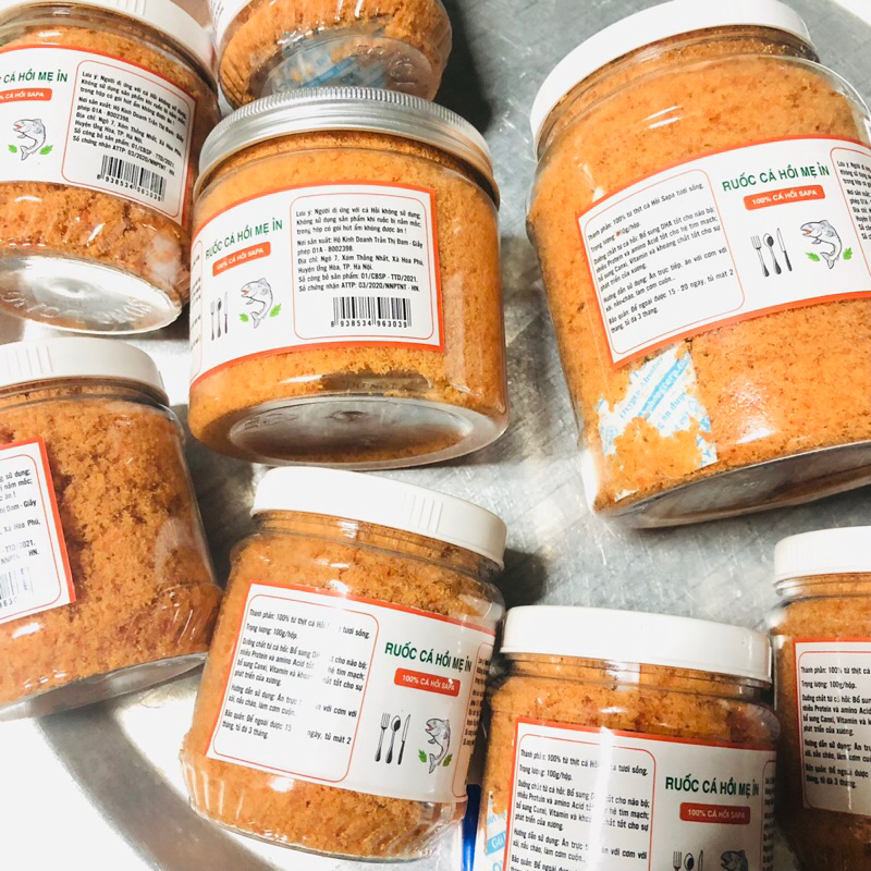 Ruốc Cá Hồi Nhà làm 220 gam/1hũ thơm ngon béo ngậy  không chất bảo quản bầu bí trẻ em trên 7 tháng cần bổ su