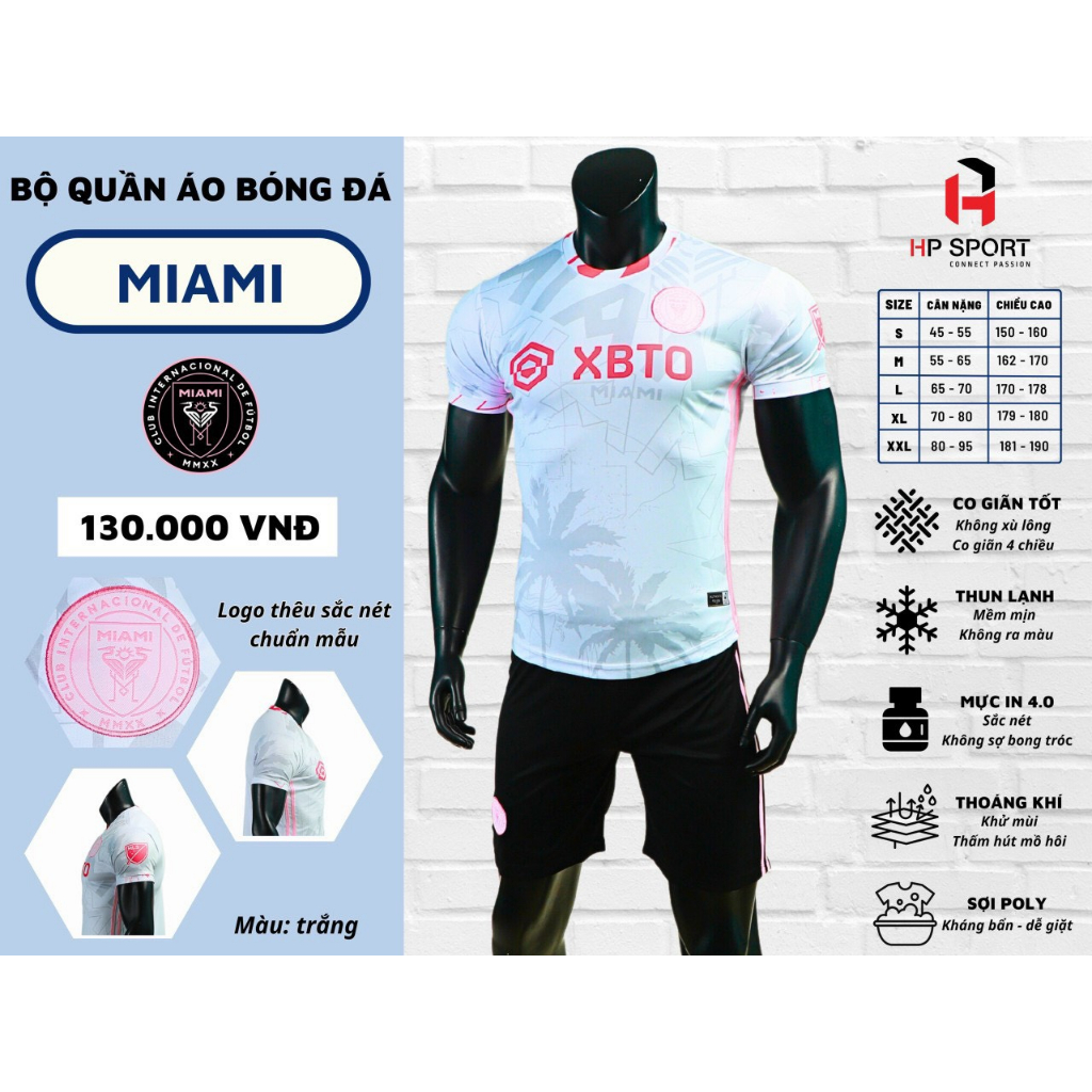 Bộ quần áo bóng đá INTER MIAMI trắng sân khách 2024-HP