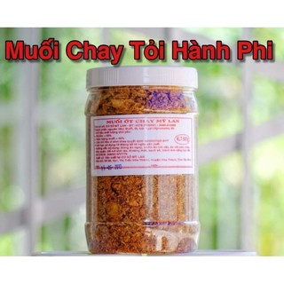 Muối ớt chay tỏi phi nhuyễn ăn bánh tráng hũ 500g - muối chay, cay ít