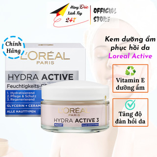 Kem dưỡng Loreal Hydra Active ngày đêm, kem dưỡng ẩm da mặt  giúp tái tạo phục hồi căng mịn làn da <Hàng Pháp 50 ml>