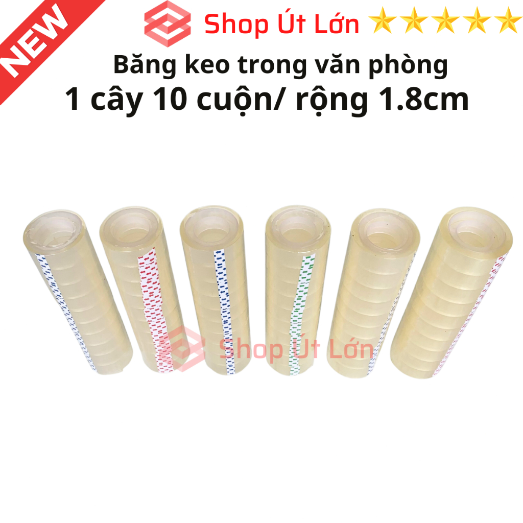 Băng keo trong văn phòng loại nhỏ, 1 cây 10 cuộn rộng 1.8cm, 10yard-13yard-15yard-18yard-20yard-25yard